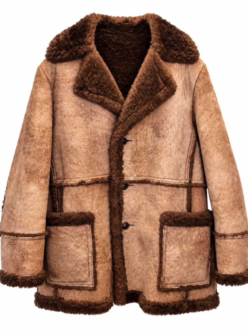 Vintage Mac Mor Canada Genuine Sheepskin Shearling Coat Brown Unisex Large Luxe